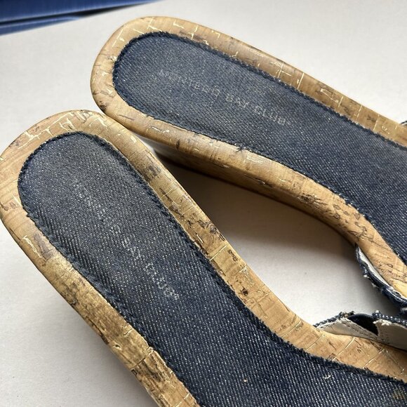 Montego Bay Club Denim Buckle Low Wedge Sandals Women's Size 9 WIDE 9W - Picture 3 of 7